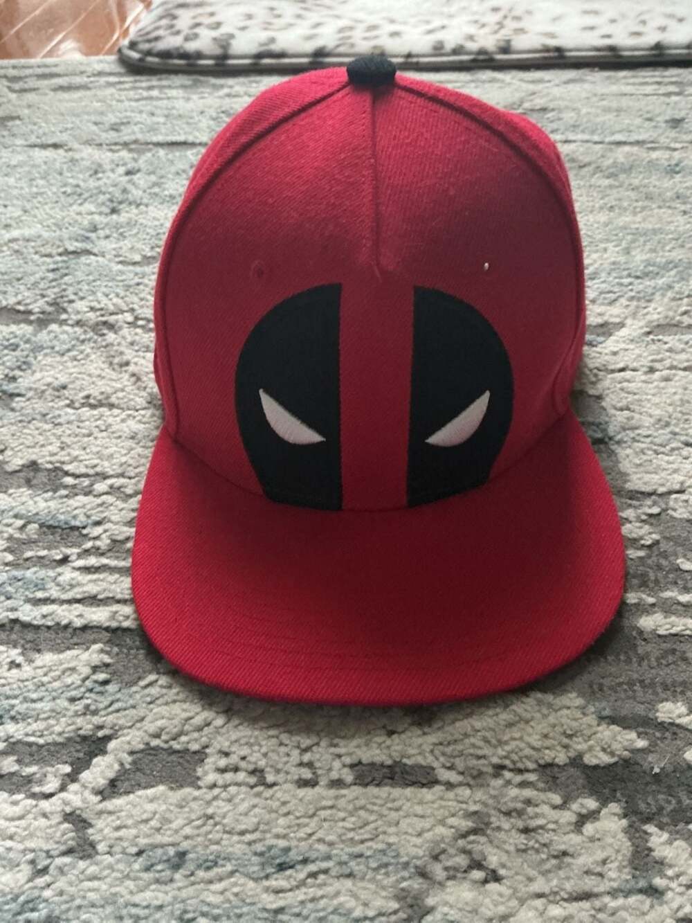 Marvel Deadpool Logo Snapback Hat Red Flat Bill